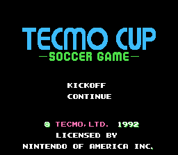 Tecmo Cup Soccer Game Title Screen